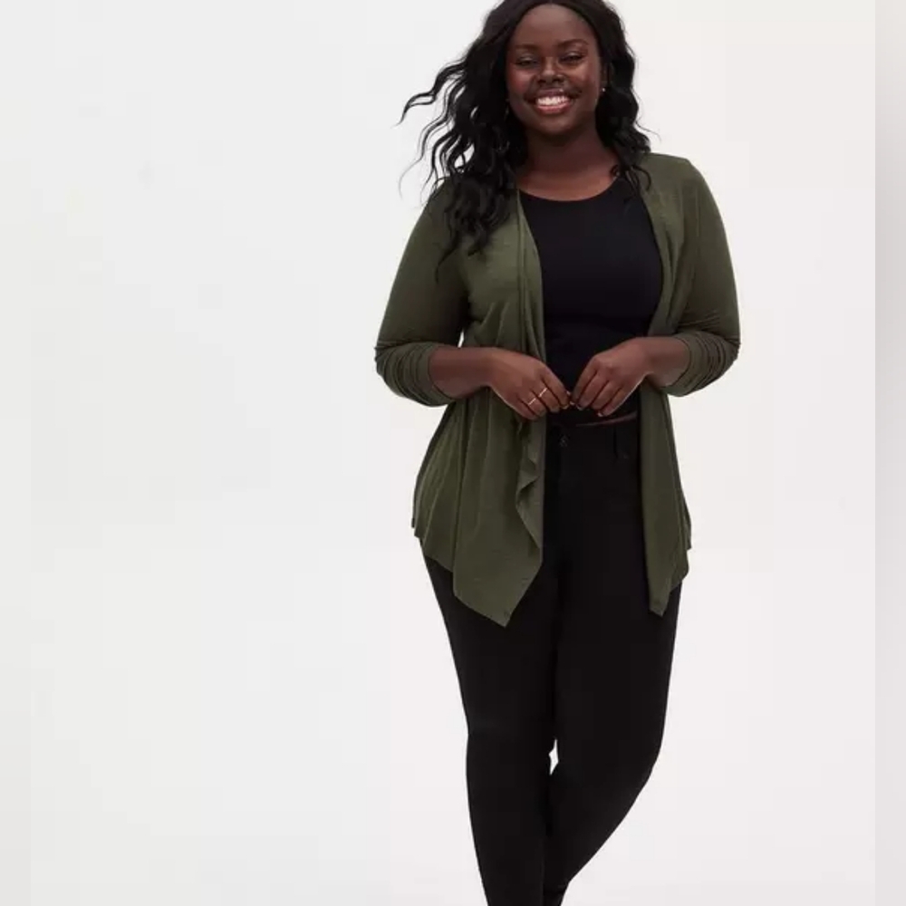 Torrid Dark Green Draped Cardigan